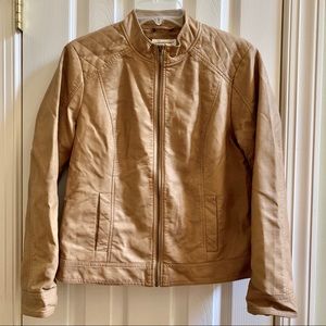 Christopher & Banks Tan Faux Leather Jacket